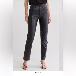 NWT AG Jeans black leather high-rise vintage straight pants sz 30